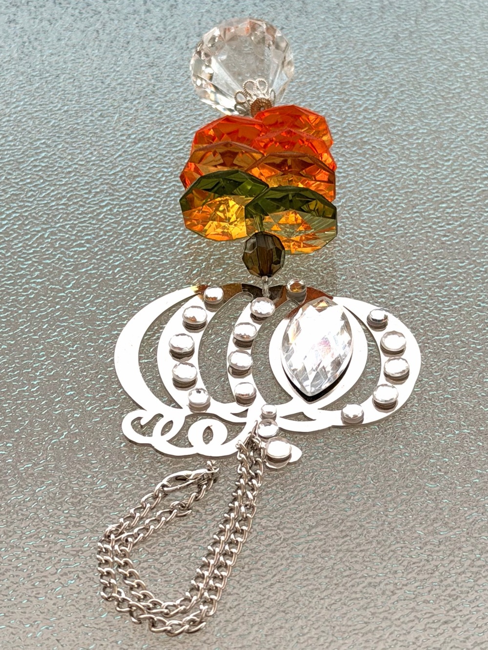 Pumpkin and Autumn Colored Prism Beads Suncatcher - Picture 5 of 7